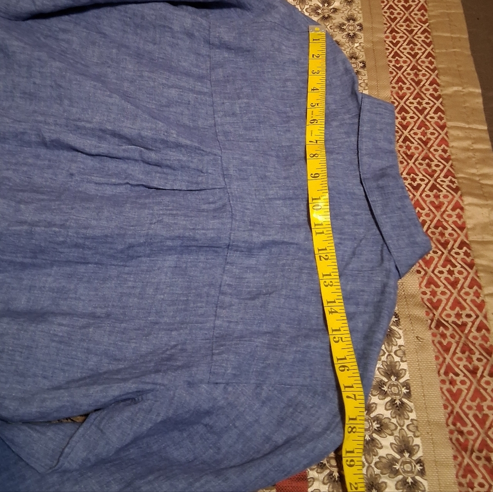 Eileen Fisher Classic Collar Shirt Organic Linen Chambray Blue SzM - Picture 11 of 16